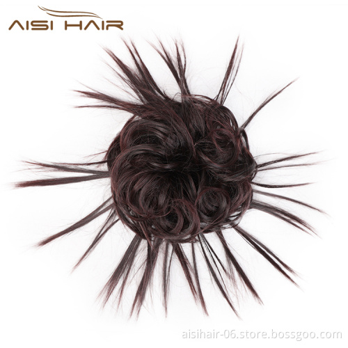 Aisi Hair Multi Color Curly Chignon Bun Pad Chignon Elastic Band Ribbon Ponytail Rope Rubber Hairpiece Extension For Women